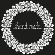 &quot;Hand made&quot; text wreath Feathers