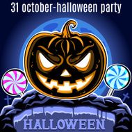 Pumpkin on the cemetery Halloween Party design template for pos N3