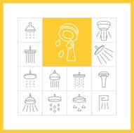 Set of flat icons (bathroom shower) vector