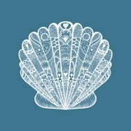Zentangle stylized white sea shell Hand Drawn doodle vector il