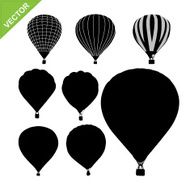 Hot air balloon silhouettes vector