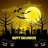 Graveyard and pumpkins Halloween background