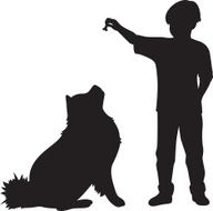 Boy Giving Dog Treat Silhouette N2