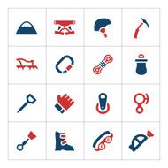 Set color icons of mountaineering