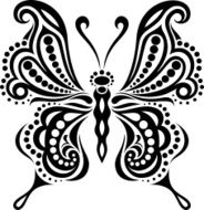 Delicate butterfly silhouette Drawing of lines and points N2