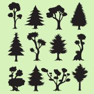 Cartoon Tree Silhouettes Collection