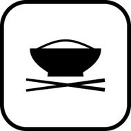 Vector cup of rice with chopsticks illustration isolated on white
