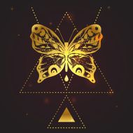 Temporary flash golden tattoo design concept with butterfly