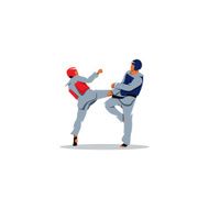 Taekwondo sign Sports fight between two fighters Vector Illustration