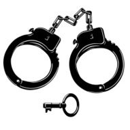 Handcuffs and Key Icon Silhouette