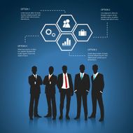 Business man with hexagon icon box