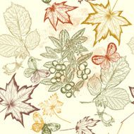 Floral vector seamless wallpaper with foliage N2