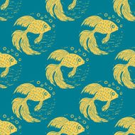 Seamless pattern with goldfishes