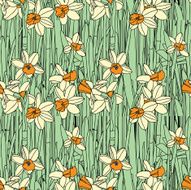 Seamless pattern with narcissus flowers N14