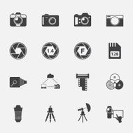 Camera and accessories icon set