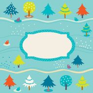 Christmas greetind card with winter forest N2