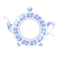 White jar with ornament of blue flowers Gzhel Vector illustrat