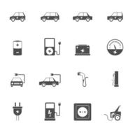Electric Car Black Icon Set