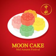 Colorful Moon Cakes on white Dish