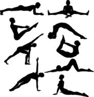 Silhouettes of females in yoga poses
