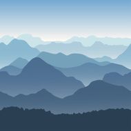 Blue mountains in the fog Seamless background