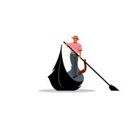 Venice gondola gondolier rowing oar sign Vector Illustration