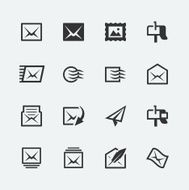 Post and mail related vector icons set