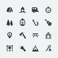 Camping related vector icons set N2
