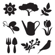 Gardening silhouette set