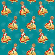 Decorated Indian Kathakali dancer Happy Onam Seamless background pattern
