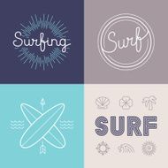 Vector set of surfing logo design templates