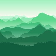 Green mountains in the fog Seamless background