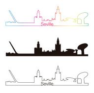 Seville skyline linear style with rainbow