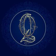 Vintage floral alphabet letter Q
