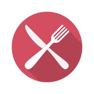 Fork and Knife Icon With Long Shadow