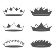 Set of six Crown Isolated Vector