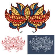 Persian paisley flower with curving lines