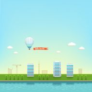 Urban landscape on the seashore background Vector illustration