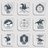 Set of vintage horse polo club labels and badges N2