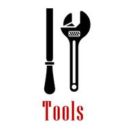 Adjustable wrench and rasp black icon