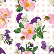 seamless pattern bouquet of roses and forget-me-nots