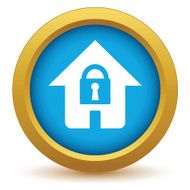 Gold lock house icon