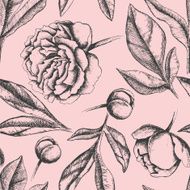 Vintage elegant pattern with peony flowers