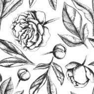 Vintage elegant pattern with peony flowers N2
