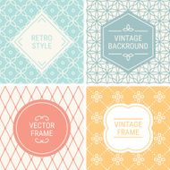 Set of vintage frames on mono line seamless background N6