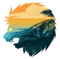 Roaring lion head silhouette illustration