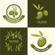 Set of vector olive logo labels Agriculture organic natural food