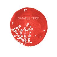 vector sakura blossoms on watercolor paint