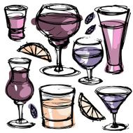 Hand drawn cocktails set N6