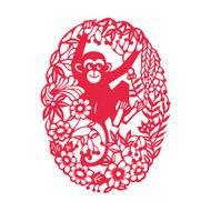 Playing monkey(Chinese traditional paper-cut art) N2